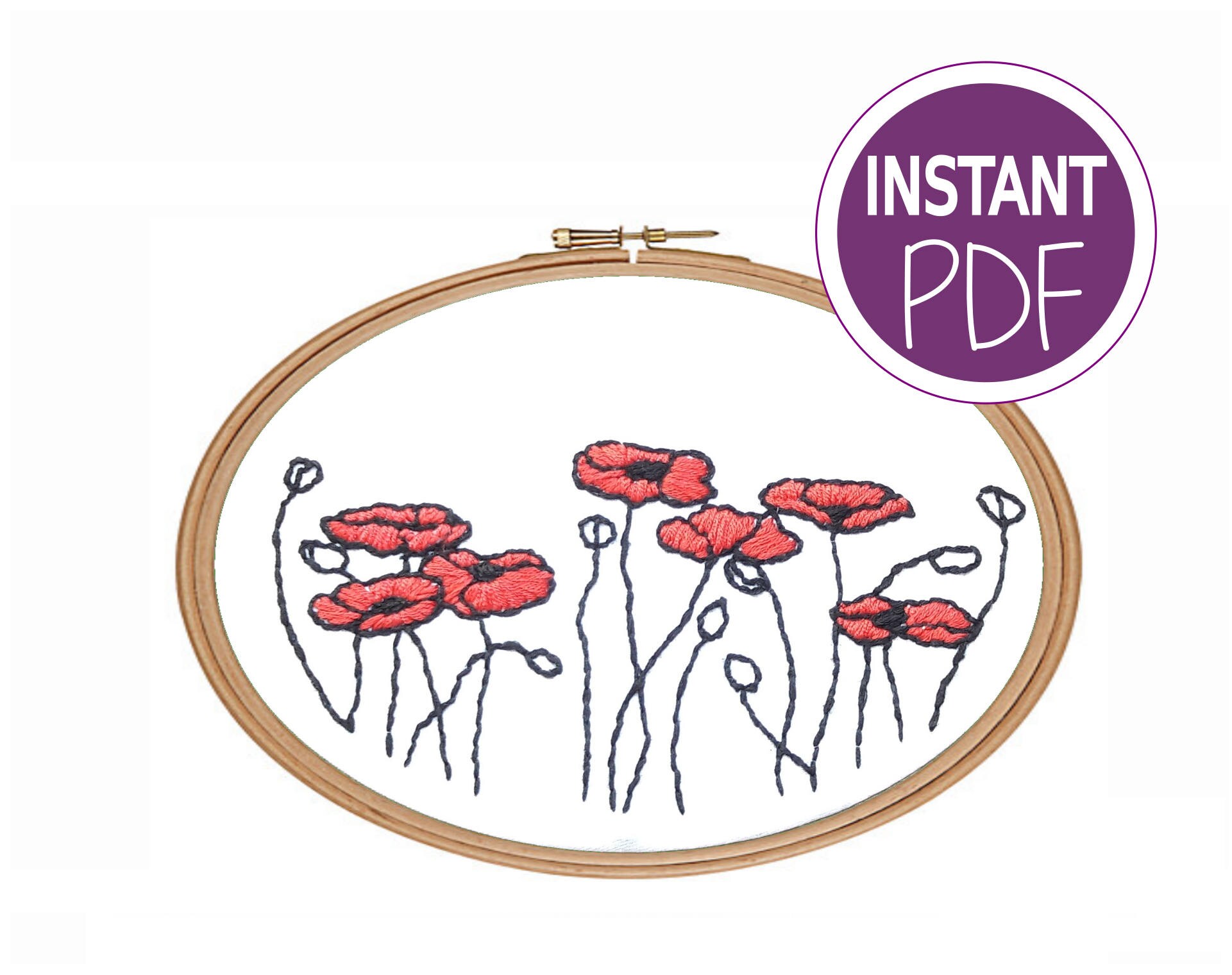 Download Hand Embroidery Pattern Poppies embroidery design Poppy hand