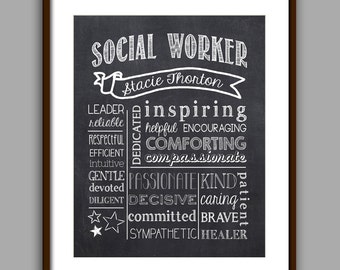 Social Worker Gift, Social Worker Chalkboard Style Printable, Counselor Christmas Gift,  Counselor Thank You, Printable, Digital File 8x10