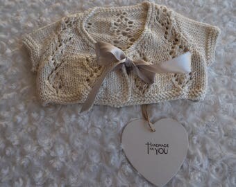 knitted baby bolero cardigan/baby coat/baby shower gift/ baby girl's cardigan/ baby wedding cardigan/matinee jacket/summer lace cardigan.
