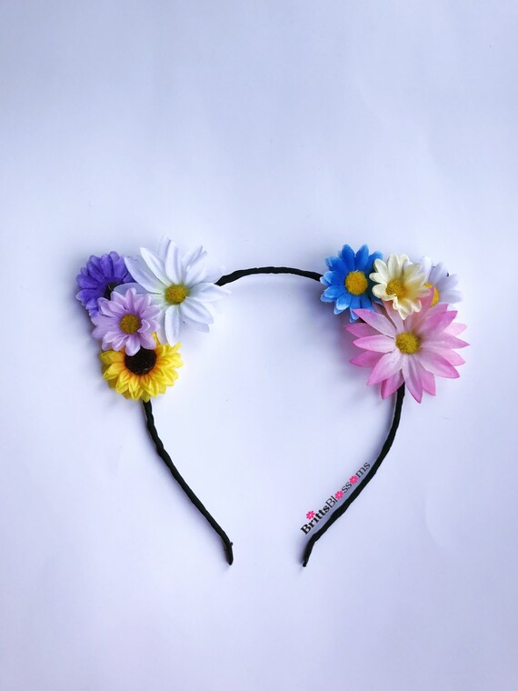 Flower Child Kitty Ears Cat Ears Flower Cat Eats Floral Cat