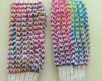 Chunky knit leg warmers, multicolored leg warmers