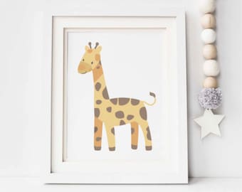 Zoo Animal Nursery, Digital Download, Giraffe Art Prints, Baby Animal Nursery, Giraffe, Safari Animals, Jungle Animals, Baby Art Prints