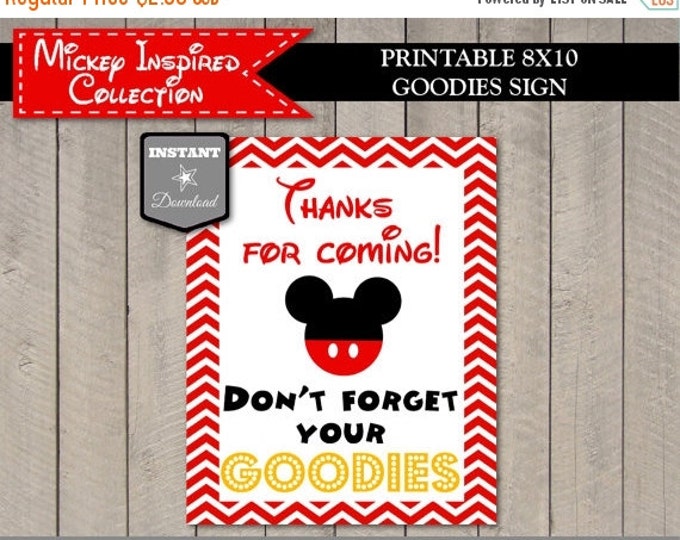 SALE INSTANT DOWNLOAD Chevron Mouse Don't Forget Your Goodies Party Sign / 8x10 Printable / Classic Mouse Collection / Item #1529