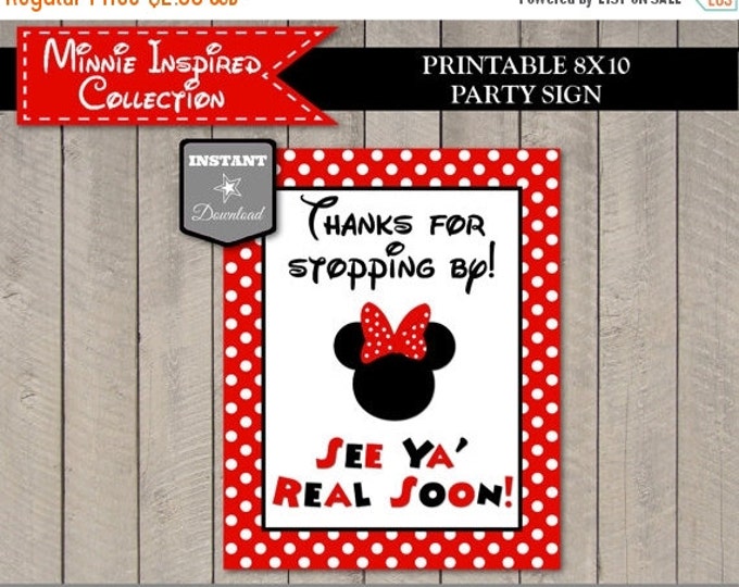 SALE INSTANT DOWNLOAD Red Girl Mouse 8x10 Printable Thanks for Stopping By See Ya Real Soon Sign / Red Girl Mouse Collection / Item #1936