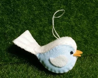 100% Wool Felt, Glitter Felt Birdie with hanger