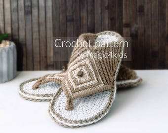 Crochet pattern - thong sandals with rope soles,slip ons,slippers,flip-flops,scuffs,soles pattern included,women,adult,girl,cord soles,twine