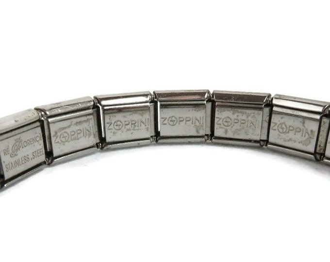 Zoppini Stainless Steel Charm Bracelet, Vintage Italian Stretch Bracelet with 2 Charms, Christmas Gift