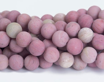 matte rhodonite round beads - red natural gemstones - beading jewelry supplies - wholesale stones - 4mm to 12mm ball beads - 15inch