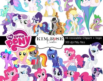 HUGE PACK My Little Pony Clipart ~ 46 Ponies ~ 300 dpi ~ PNG Files ~ plus Logo!