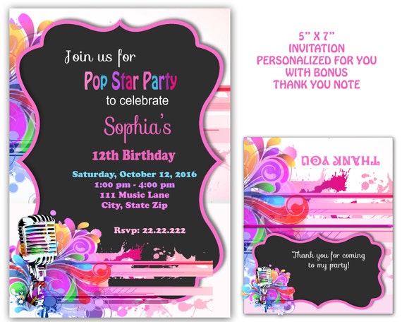 Pop Star Invitations 8