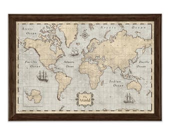 World Map Poster - Rustic Vintage Style Travel Map