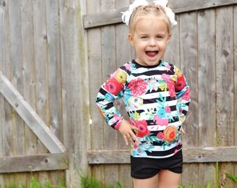 Swimsuit - Girls Swimsuit - Toddler Swimsuit - Modest Swimsuit - Girls Swimwear - Two Piece Swim Set - Rash Guard - Shorts Swim Bottoms