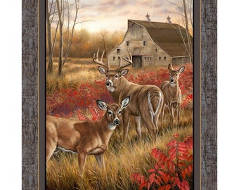 Deer Fabric Wall Panel Quilt Panel Amongst the Shadows Fabric From Springs Creative
