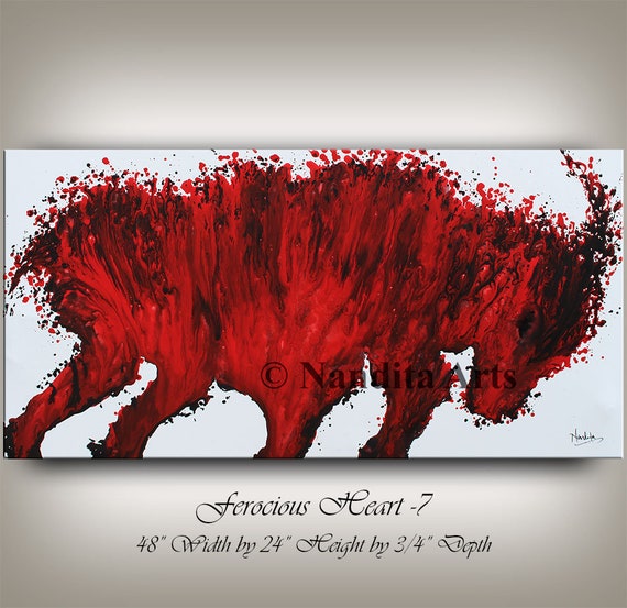 Red Bull Wall Art Animal Painting Abstract Painting on Canvas