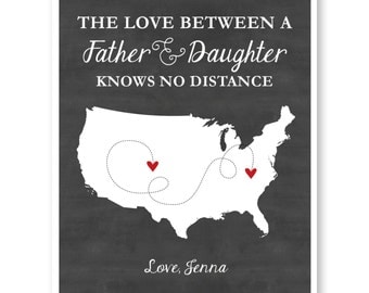 Father Map, Father Gift, Long Distance Map, Christmas Gift For Dad, Gift For Father, Fathers Day Gift, Gift for Family , Dad Birthday Gift