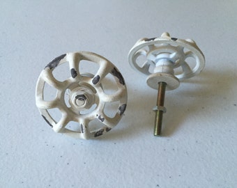 White light cream color faucet knobs, set of two
