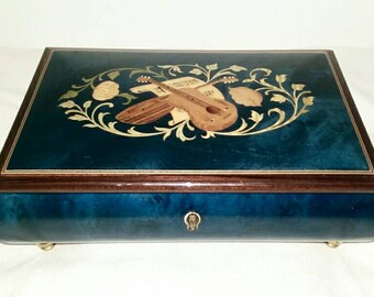 Music Box - Italian Music Box - Jewelry Box - Painted Wood Box - Violin Music Box - Vintage Jewelry Box - Made In Italy - Vintage Music Box