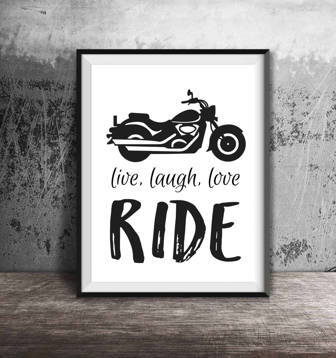 Motorcycle Art Live Laugh Love Quote Motorcycle Decor Gift