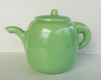 Vintage Haeger Pottery ~ Jadeite Color Teapot Planter ~ Light Green Tea Pot Planter With Original Sticker