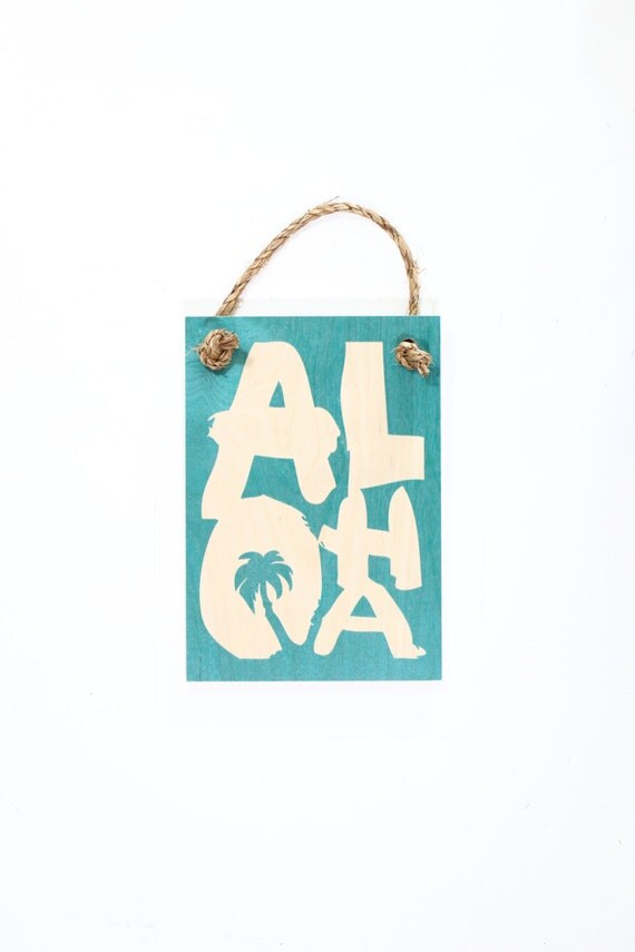 Aloha Palm Tree Wooden Sign