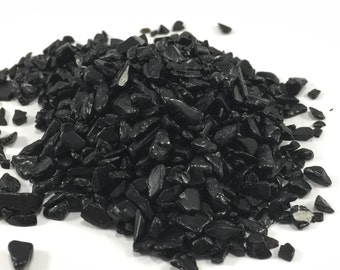 Tiny Black Tourmaline Chips, Semi Precious Gemstone Chips, Gemstone Chip Embellishments, Gemstone Inlays