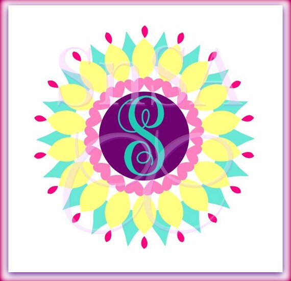Download MANDALA SVG Monogram Circle Letter Flower DXF Easter