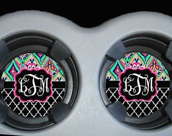 Monogram Car Coaster, Cup Holder Coasters, Personalized Car Coaster, Monogram Gift, Personalized Gift, Lilly Pulitzer Inspired Coaster