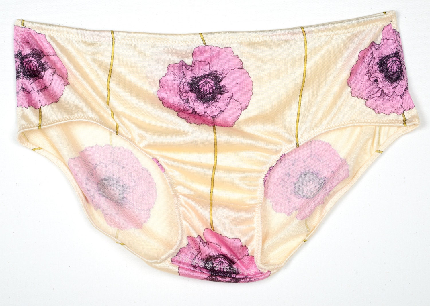 Poppy 100 Silk Granny Panties Floral Print Full Bottom 1829