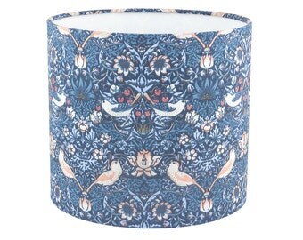 William Morris blue Strawberry Thief fabric lampshade UK/EU/US pendant (ceiling) or table lamp fitting