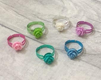 Adjustable Flower Ring, Party Favor, Party Bag Filler, Girl Party Favor, Kids Party Favor, Birthday Favors, Party Favors, Loot Bag Filler