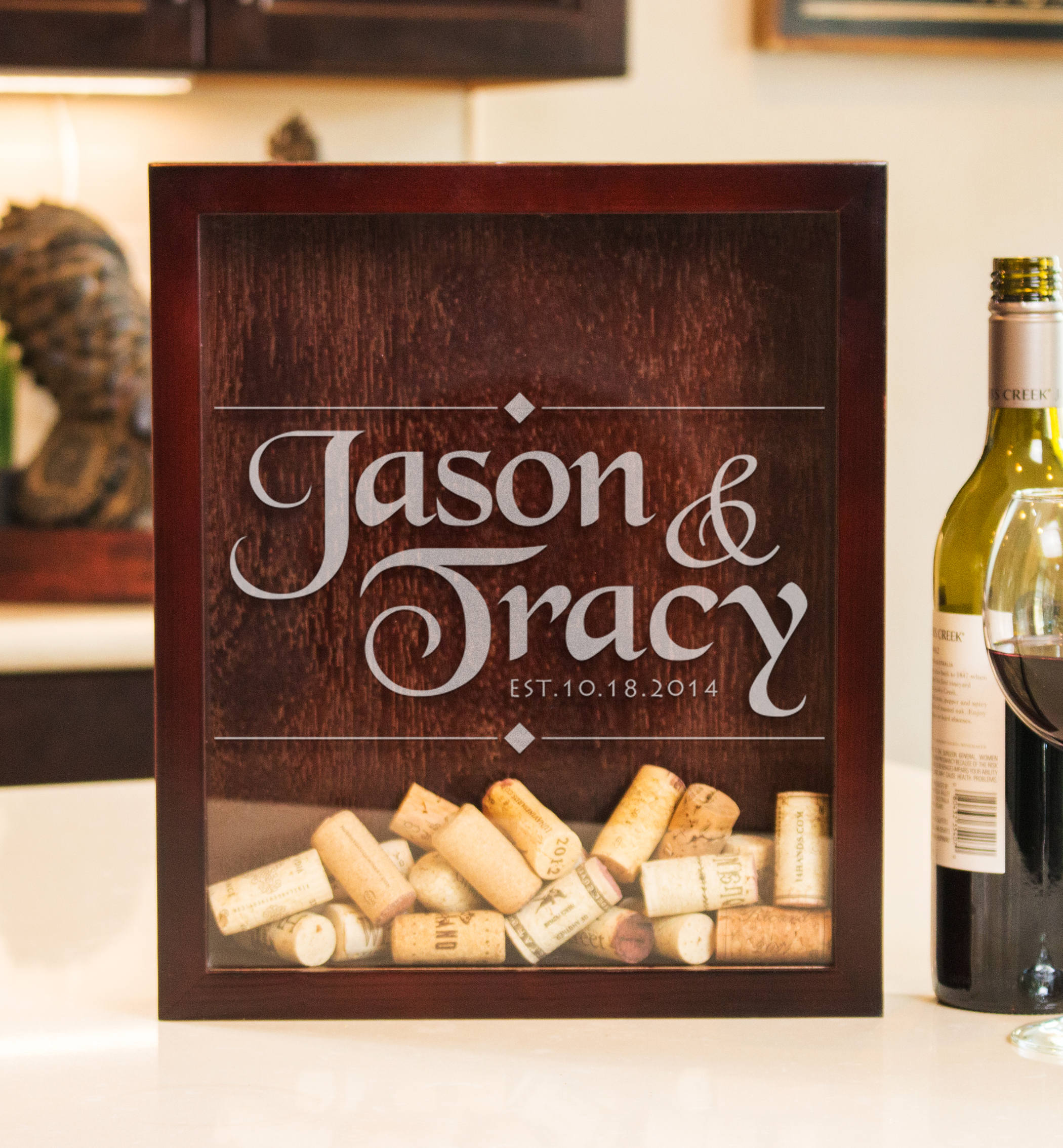 Wedding Cork Shadow Box Personalized Wine Cork Holder