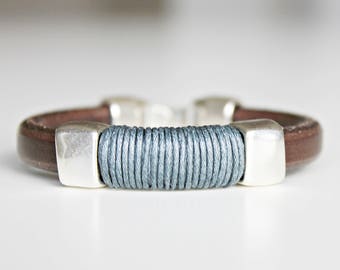 MENS LEATHER BRACELET. Men bracelet. Cheap jewelry, brown wristband, uno de 50 style, genuine leather, beaded bracelet. Gift idea. Varón