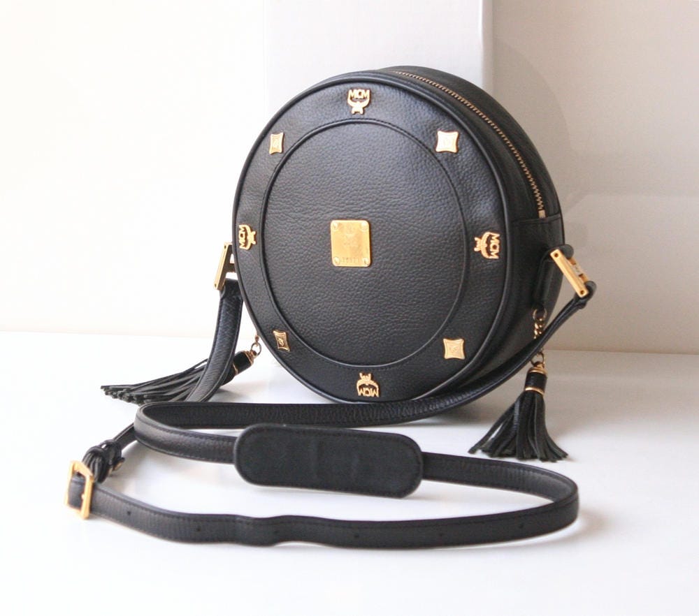 MCM Tambourine Black Leather shoulder handbag authentic