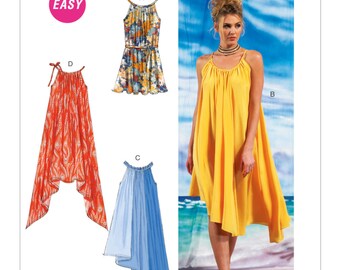 McCall's Sewing Pattern M6743 Misses' Gathered-Neckline Dresses and Belt