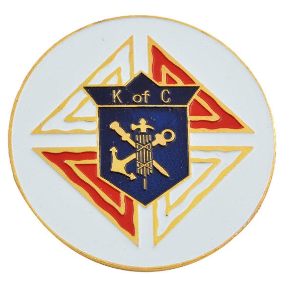 Knights of Columbus Round White & Blue Car Auto Emblem