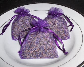3 Lavender bags. Relaxing Sleep Aid. Wardrobe Pomander. Air freshener. Wedding Favours, Hen Night party, Baby Shower. Purple Lavender seeds.