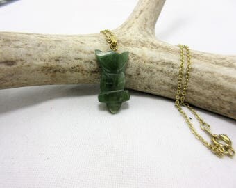 Jade Owl Pendant, Jade Owl Necklace, Jade Jewelry, Jade Carving, Vintage Jade, Jade Stone, Green Jade, Jade Gemstone, 18 inch Necklace #8