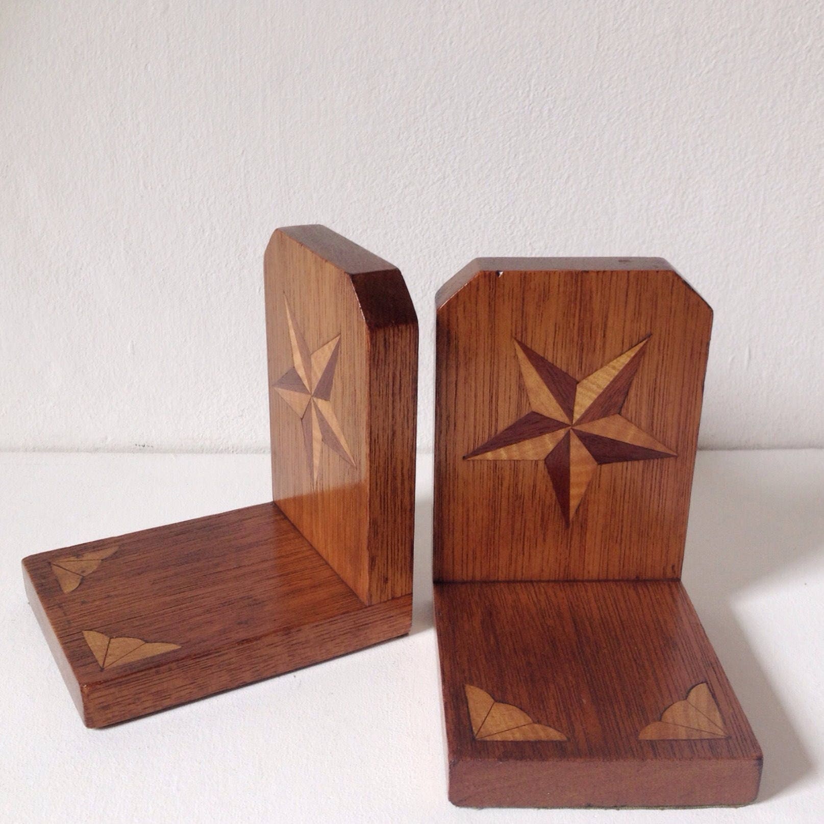 Vintage wooden bookends beautiful Art Deco bookends with