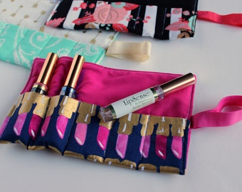 Custom Makeup Organizer Case for Lipsense - Lipstick Holder Makeup Carrier Case - Senegence Makeup Travel Case - Folding Makeup Bag