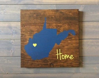 Pick Colors, West Virginia Wood Sign, West Virginia Sign, Hand Painted, State Guest Book, West Virginia decor, West Virginia art