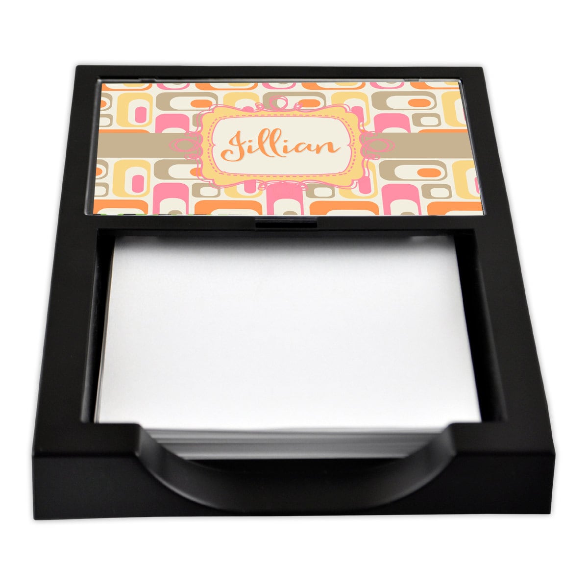 Memo pad holder in retro print notepad holder personalized