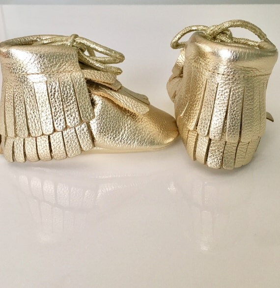Baby gold leather boots by ChaconiaDolls on Etsy