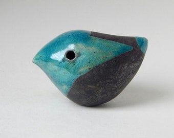 Bird - whistle , ceramic sculpture, bird figurine, blue bird whistle made of clay, ceramics Raku