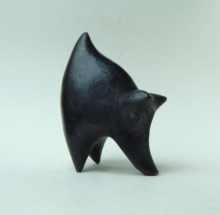 black cat ceramic statue