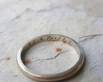 Traditional White Gold Wedding Band 14k Heartcraft Classic Ring smooth simple plain engraved July 1960 inscribed date