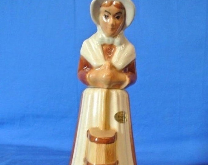 Storewide 25% Off SALE Vintage Original Jim Beam Liquor Decanter Featuring "Mountaineers Are Always Free" Butter Churning Mountain Woman Des