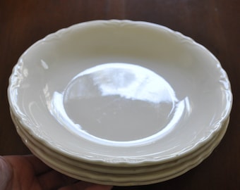 Set of 4 Creamy White Ironstone Salad Bowls, 8 1/4 in. Diameter