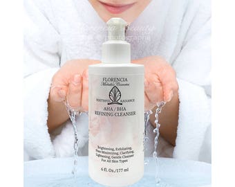 AHA / BHA Refining Cleanser Youthful Radiance; Exfoliating, Brightening, Pore Minimizing, Clarifying, Lightening, Gentle Facial Scrub - Wash