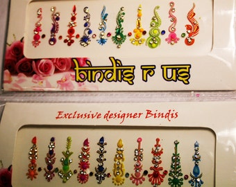 2PACK BINDI Set. Face Gems Jewels. 10 Curved 10 Straight 18 Fake Nose Studs. Gift for Her.