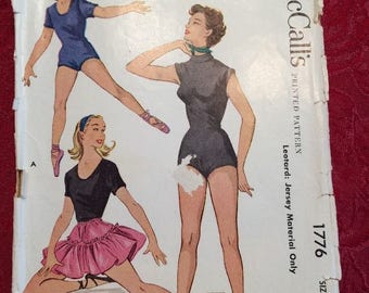 Vintage 1950s Leotard Sewing Pattern McCalls #1776 Girls Sz 10 Capezio Complete